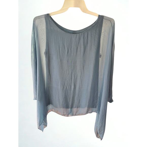 Saldarini Silk Womens Top Size M Layered Oversize Lagenlook Luxury Italy NWT - Picture 1 of 9